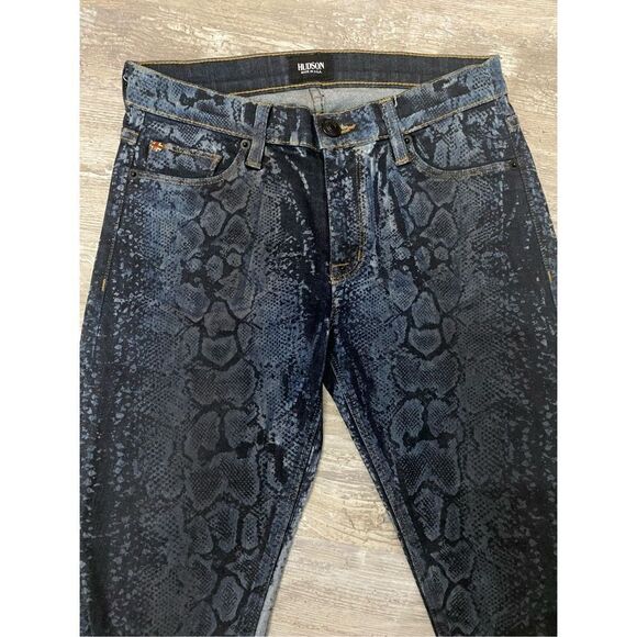 Hudson Jeans Skinny Blue Dark Wash Snakeskin Print Crop Stretch Women’s Sz 26 - Picture 3 of 6